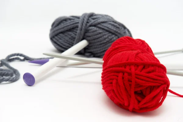 Balls of yarn with knitting needles — Stock Photo, Image