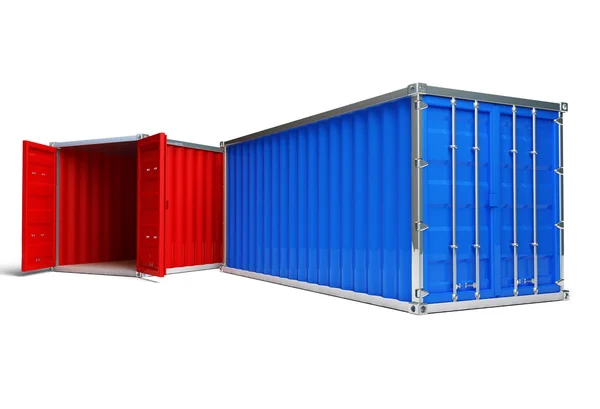 Röda och blå container — Stockfoto