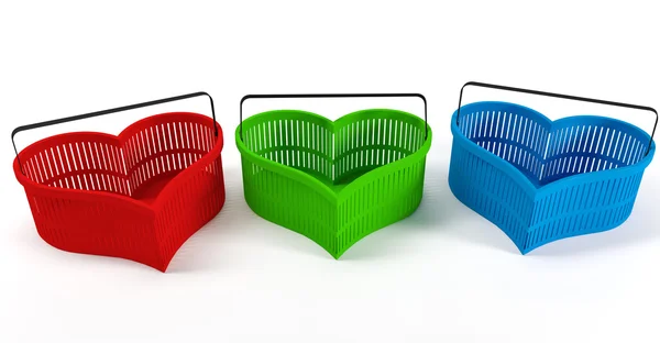Shopping basket in the shape of heart — Stock Photo, Image