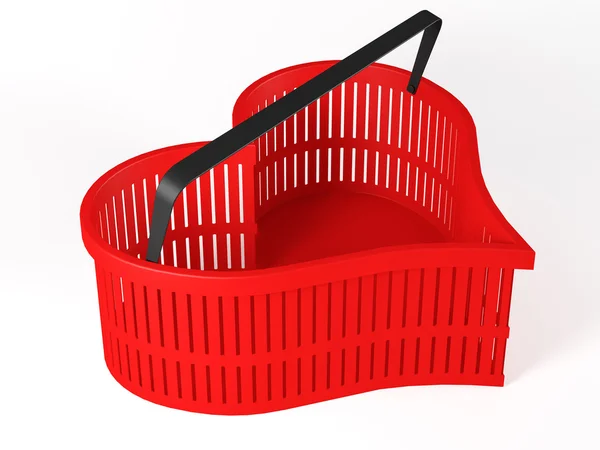 Shopping basket in the shape of heart — Stock Photo, Image