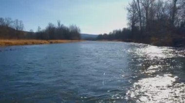 Sonbaharda şafakta dağ nehri