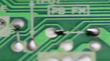 Eski kirli elektrik devresi. Toz ve kir yüzünden hata, makro.