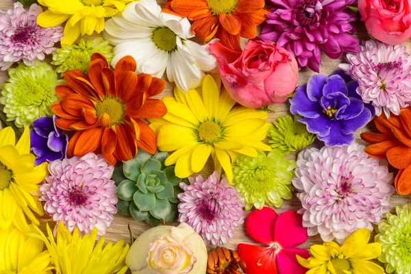 Flores sobre mesa de madera — Foto de Stock