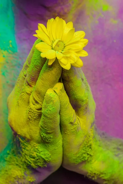 Man in paint holi — Stock Photo, Image