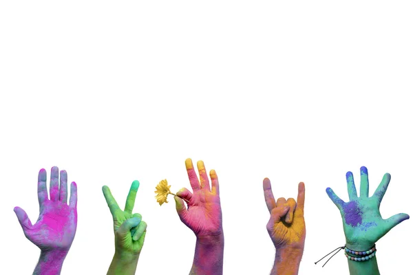 stock image Holi painted hands