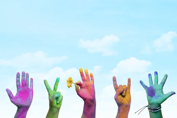 stock image Holi painted hands