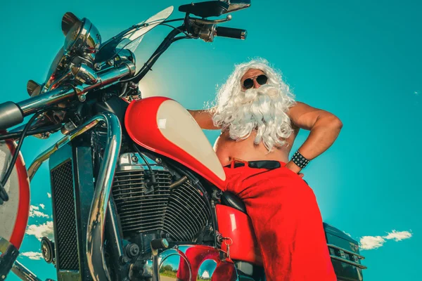 Santa on a motorcycle — Stock Photo, Image