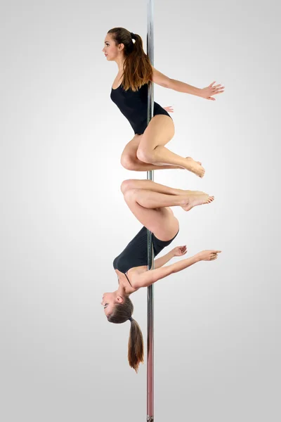 Pole dance duet — Stock Photo, Image