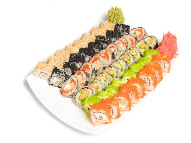 Japanese dish of sushi rolls clipart