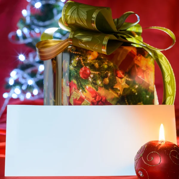 Christmas card with candle — Stock Photo, Image