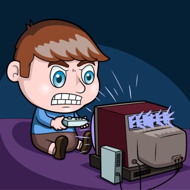 Çocuk video oyunları oynuyor.