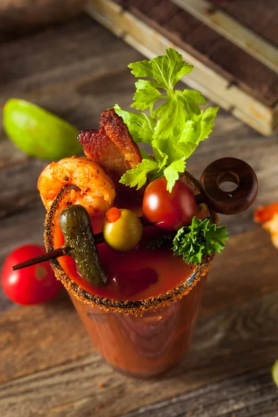 Homemade Bacon Spicy Vodka Bloody Mary — Stock Photo, Image