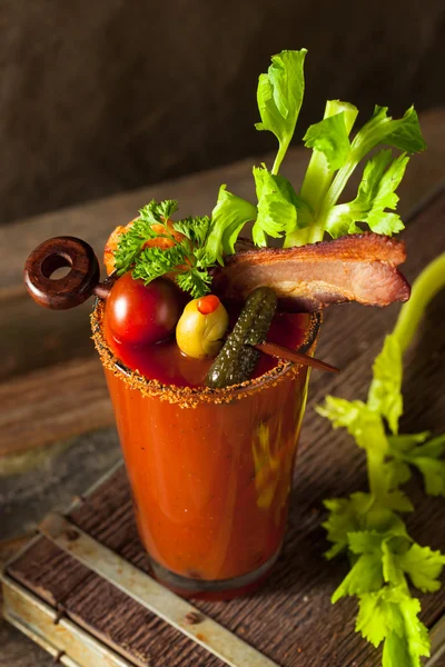 Homemade Bacon Spicy Vodka Bloody Mary — Stock Photo, Image