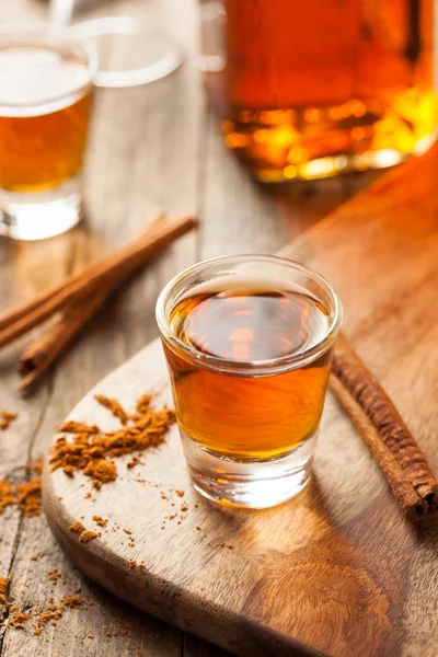Cinnamon Whiskey Bourbon in a Shot Glass — Stock Photo, Image