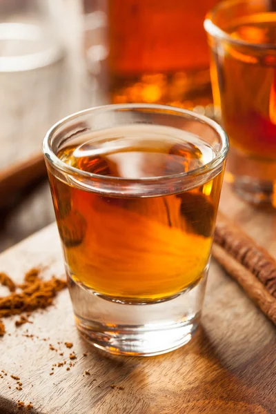 Cinnamon Whiskey Bourbon in a Shot Glass — Stock Photo, Image