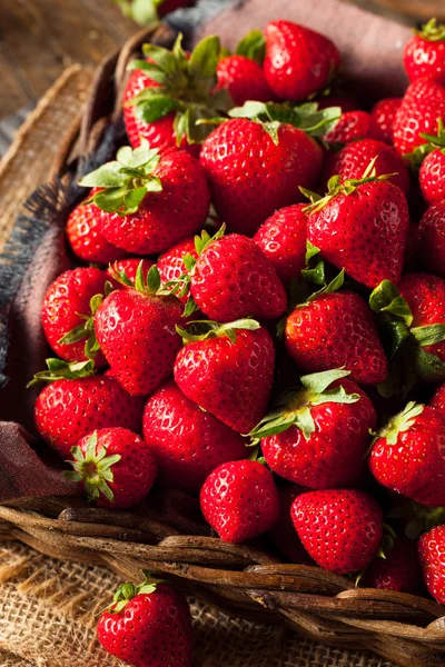 Fresas ecológicas rojas crudas —  Fotos de Stock