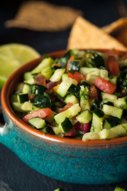 Ham ev yapımı salatalık Pico De Gallo Salsa