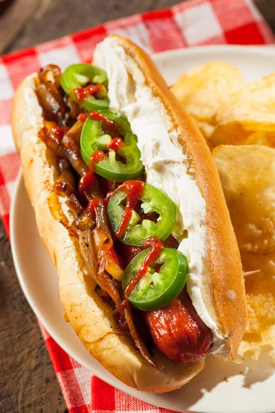 Domowe Seattle stylu Hot Dog — Zdjęcie stockowe