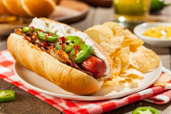 Homemade Seattle Style Hot Dog — Stock Photo, Image