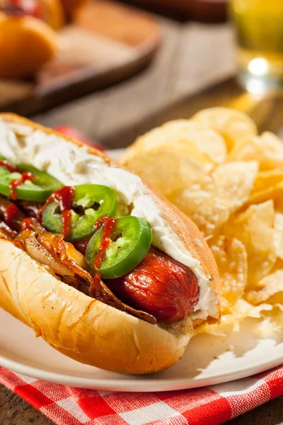 Hausgemachter Seattle Style Hot Dog — Stockfoto