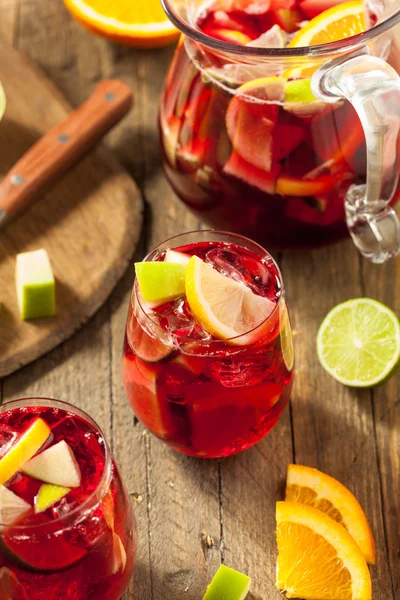 Homemade Fruity Spanish Red Sangria — Stock Photo, Image