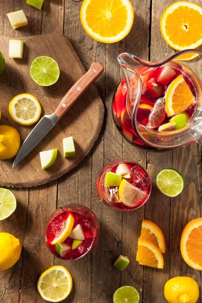 Homemade Fruity Spanish Red Sangria — Stock Photo, Image