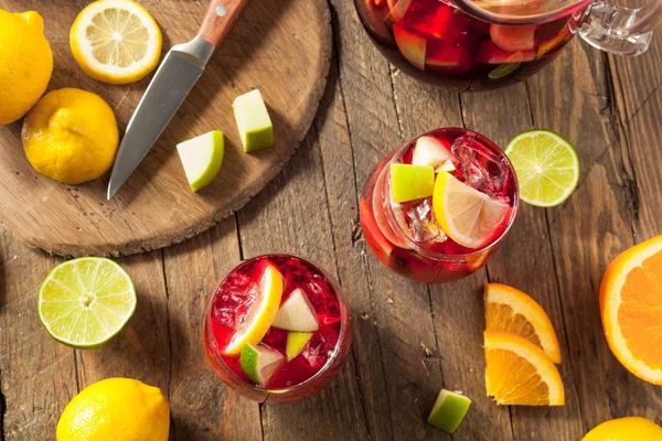 Homemade Fruity Spanish Red Sangria — Stock Photo, Image