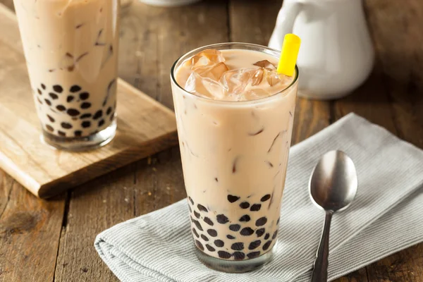 Chá de bolha de leite caseiro com Tapioca — Fotografia de Stock