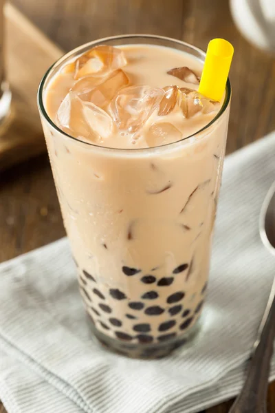 Homemade Milk Bubble Tea with Tapioca — Stock Photo, Image