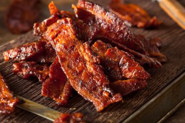 Homemade Dried Barbecue Bacon Jerky clipart