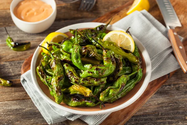 Geroosterde pittige Shishito paprika — Stockfoto