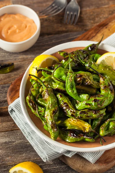 Geroosterde pittige Shishito paprika — Stockfoto