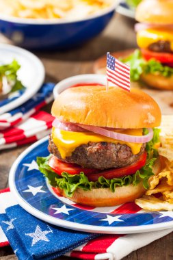 Ev yapımı anma günü Hamburger piknik