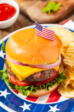 Ev yapımı anma günü Hamburger piknik