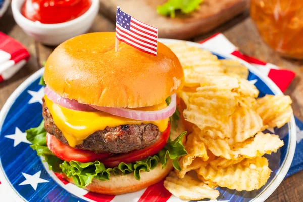 Zelfgemaakte Memorial Day Hamburger picknick — Stockfoto