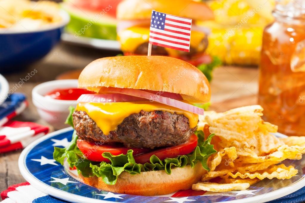 Homemade Memorial Day Hamburger Picnic Stock Photo by ©bhofack2 109866634