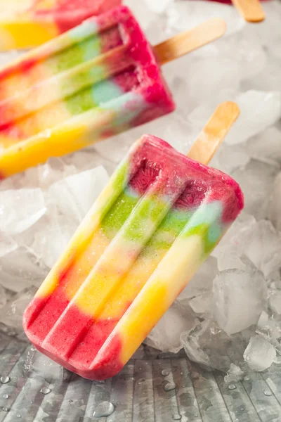 Healthy Homemade Rainbow Popsicles — Stock Photo, Image