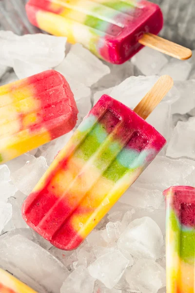 Hälsosam hemlagad Rainbow Popsicles — Stockfoto