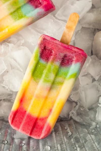 Saudável caseiro Rainbow Popsicles — Fotografia de Stock