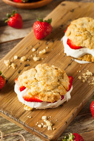 Zelfgemaakte aardbei shortcake met slagroom — Stockfoto