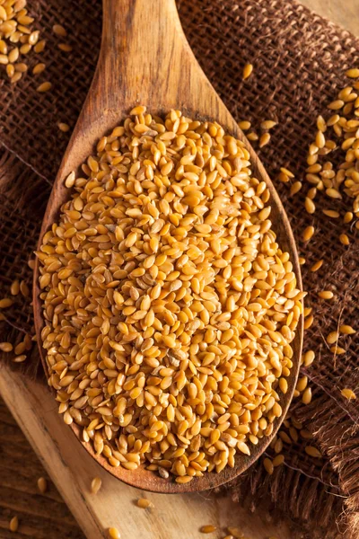 Raw Organic Golden Flax Seeds — Stock Photo, Image