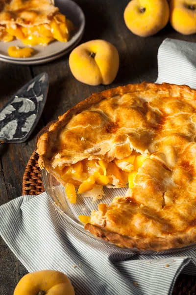 Homemade Warm Peach Pie — Stock Photo, Image