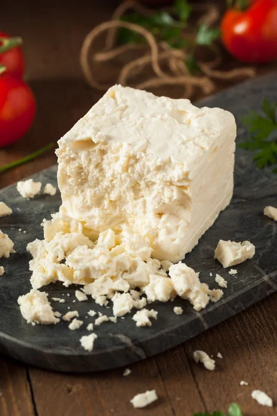 Raw Organic White Feta Cheese — Stock Photo, Image