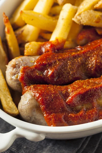 Homemade Currywurst and French Fries — Stock Photo, Image