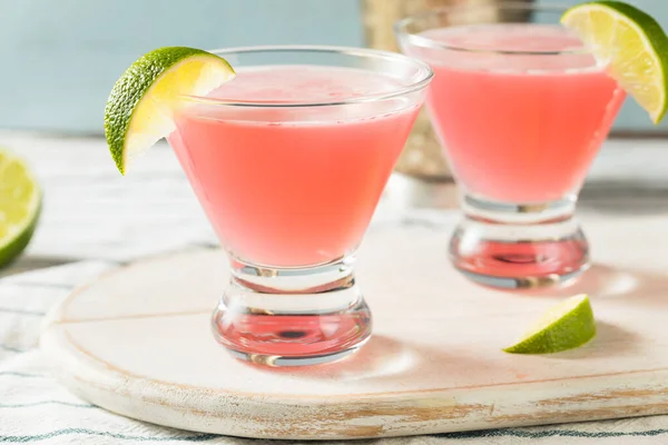 Boozy Refreshing Cranberry Cosmopolitan Cocktail Lime Garnish — Stock Photo, Image