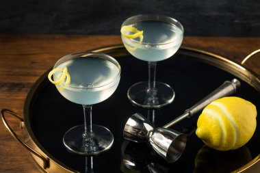 Homemade Dry Gin Martini with a Lemon Garnish clipart