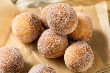 Homemade Fried Cake Donut Holes with Sugar Ready to Eat clipart