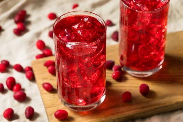 Cocktail Suco Cranberry Orgânico Refrescante Frio Com Gelo — Fotografia de Stock