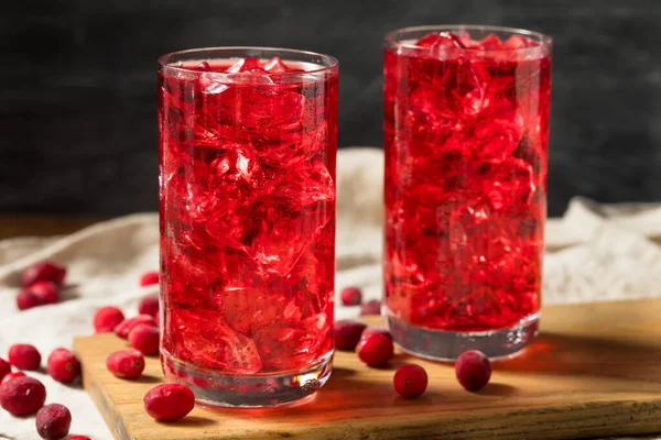 Kalter Erfrischender Bio Cranberry Saft Cocktail Mit Eis — Stockfoto