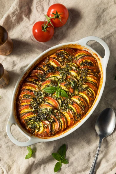 Σπιτικό Ζεστό Veggie Ratatouille Κατσαρόλα Ντομάτες Και Σκουός — Φωτογραφία Αρχείου